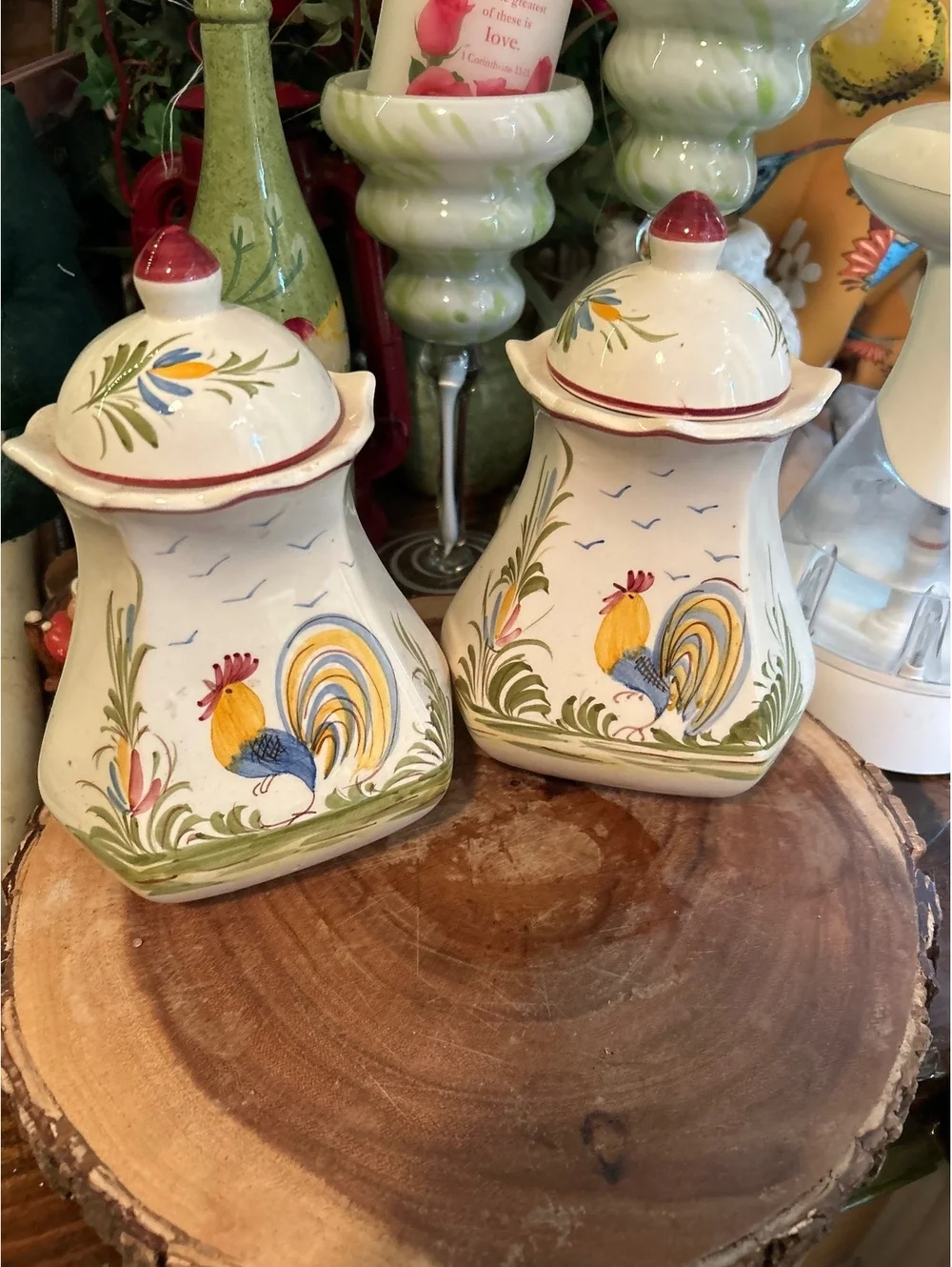 Vintage J.J. Willfra Hand-Painted Ceramic Rooster Cookie Jar with Lid